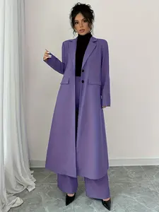 Two piece women's casual fitted long suit jacket and pants set, suitable for autumn and winter, suitable for home, indoor, and outdoor wear, Long Sleeve