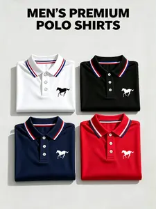 4-Pack Polo Shirts, Casual Short Sleeve Tie Dye Design, Colorblock Collar, Breathable Daily/golf Wear, Multiple Colors Available