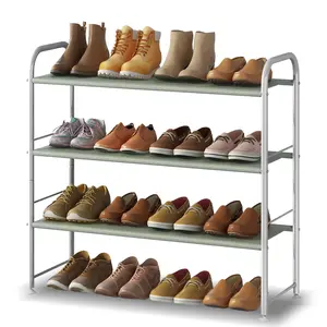 3 Tier Stackable Shoe Rack Storage Organizer for Bedroom Closets, Entryways, Hallways, Doorways, Expandable & Adjustable, Metal Mesh。 Smooth Shelf