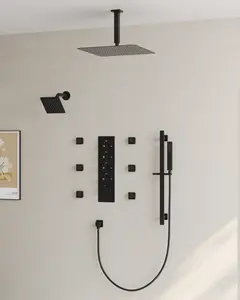 16" High-Pressure 2.5 GPM Ceiling Mount Complete Shower System with Rough in-Valve | Smart Temp Flow | Revitalize with Body Jets | Stable Water Temperature | Precision Temperature Control | 15 Spray patterns | Pressure-Balanced | DualJetSpa