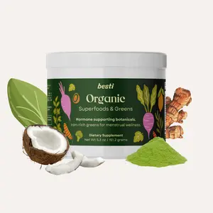 Besti Organic Greens & Superfoods Powder Daily Nutrition Supplement with Iron-Rich Spirulina & Leafy Greens for Hormonal Balance & Energy Support 5.3 oz