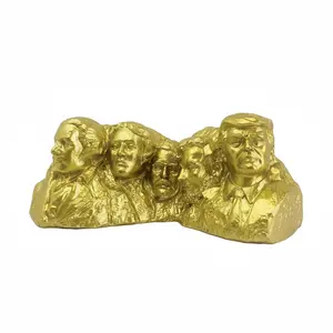 Mount Rushmore Style Sculpture - Luxurious Gold Finish, Exquisite Craftsmanship, Versatile Decor, Perfect for Desk, Living Room, Study, Library, Unique Collectible Decoration
