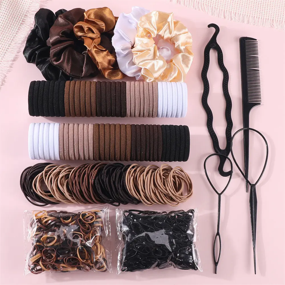 1109 Pcs Hair Accessories & Styling Kit for Women, Girls - Colorful Set with Seamless Elastic Ties, Scrunchies, Clips, Bun Maker for Daily Haircare, Pack