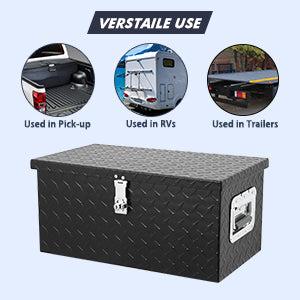 GARVEE 20 Inch Aluminum Diamond Plate Tool Box: Secure, Heavy Duty, Waterproof Storage for Truck Beds and RVs with Lock, Keys, and Side Handle