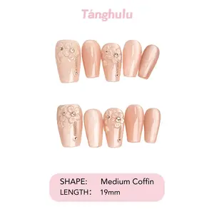 Tanghulu Nails-EPHEMERAL DREAM Collection/Handmade Press On Nails/ Coffin / Medium 19mm