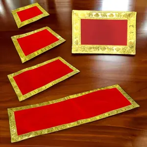 Velvet Pooja Mat with Golden Zari | Elegant Asan for Diwali, Mandir & Home | Sacred Decoration & Heartfelt Housewarming Gift