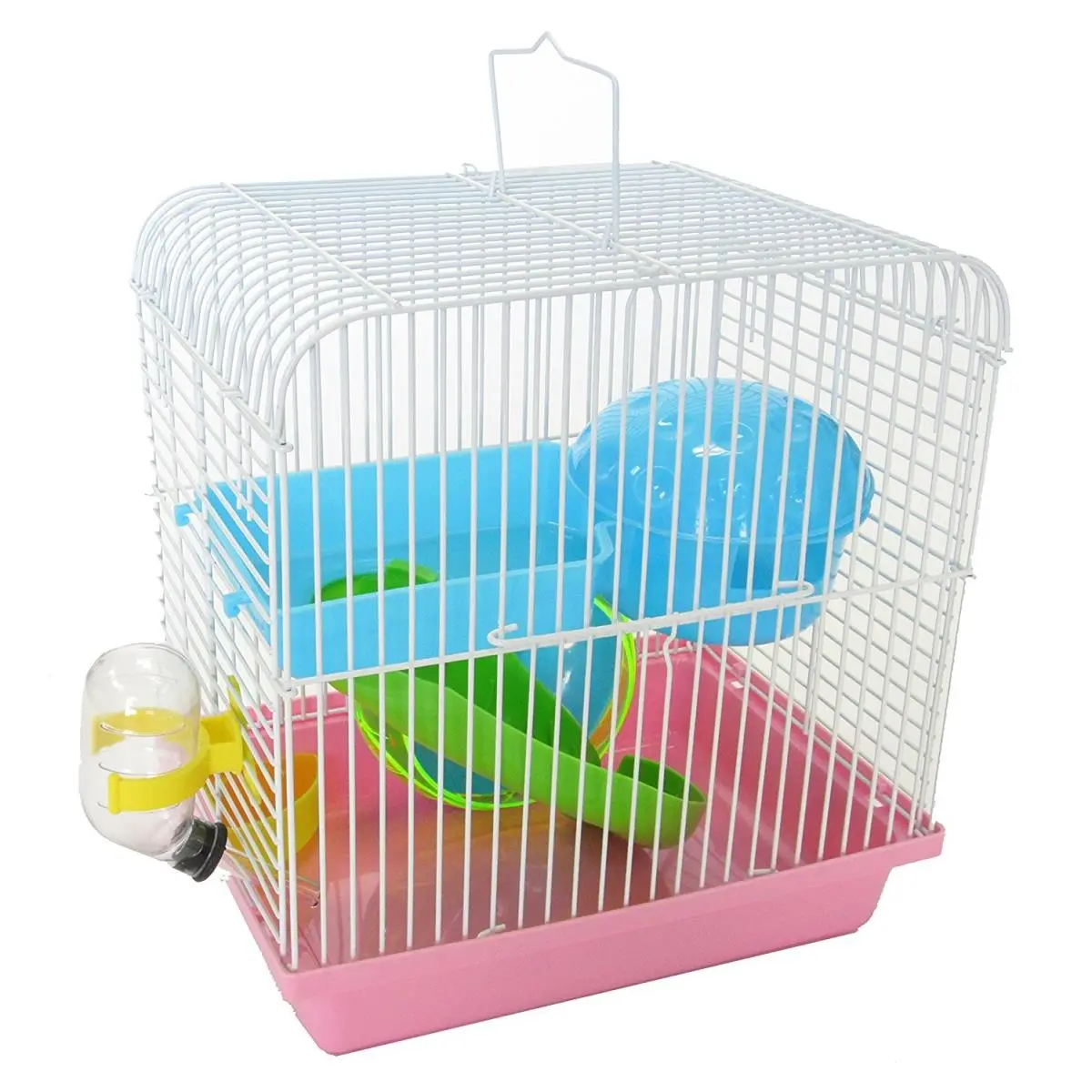 YML H157PK Small Wire Dwarf Hamster & Mice Cage with Playground Accessories, Pink