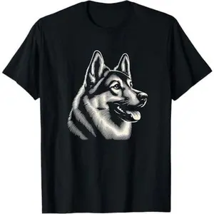 Norwegian Elkhound Dog Face Art Design For Women And Men T-Shirt