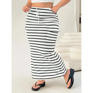 [Plus Size] Striped Skirt, Daily Outdoor Casual Fashion Underwear, Summer Women's Plus Size ClothingRAIMENTRY