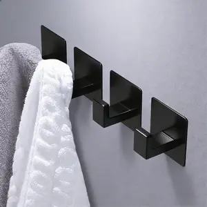 Hook Holds Up to 5kg, No-Drill Installation, Clothing Hanger with Shower Hook, Kitchen & Bathroom Towel Holder Frame