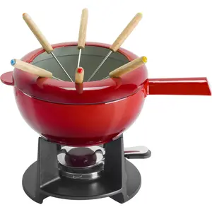 ZWILLING Fondue Set for 6, Cast Iron Fondue Pot for Cheese, Chocolate and Caramel