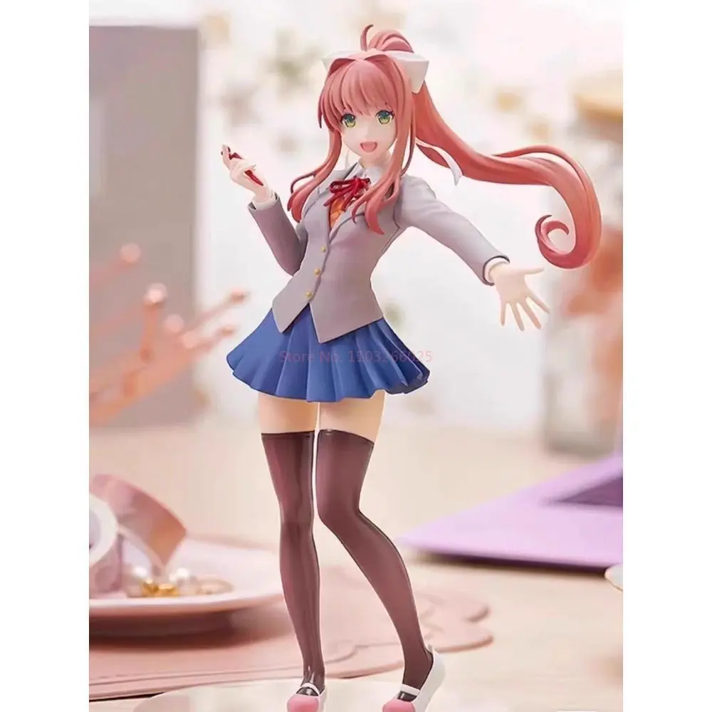 Beautiful Girl Doki Doki Literature Club Figurine Decoration Monica School Uniform Standing Pose Anime Model