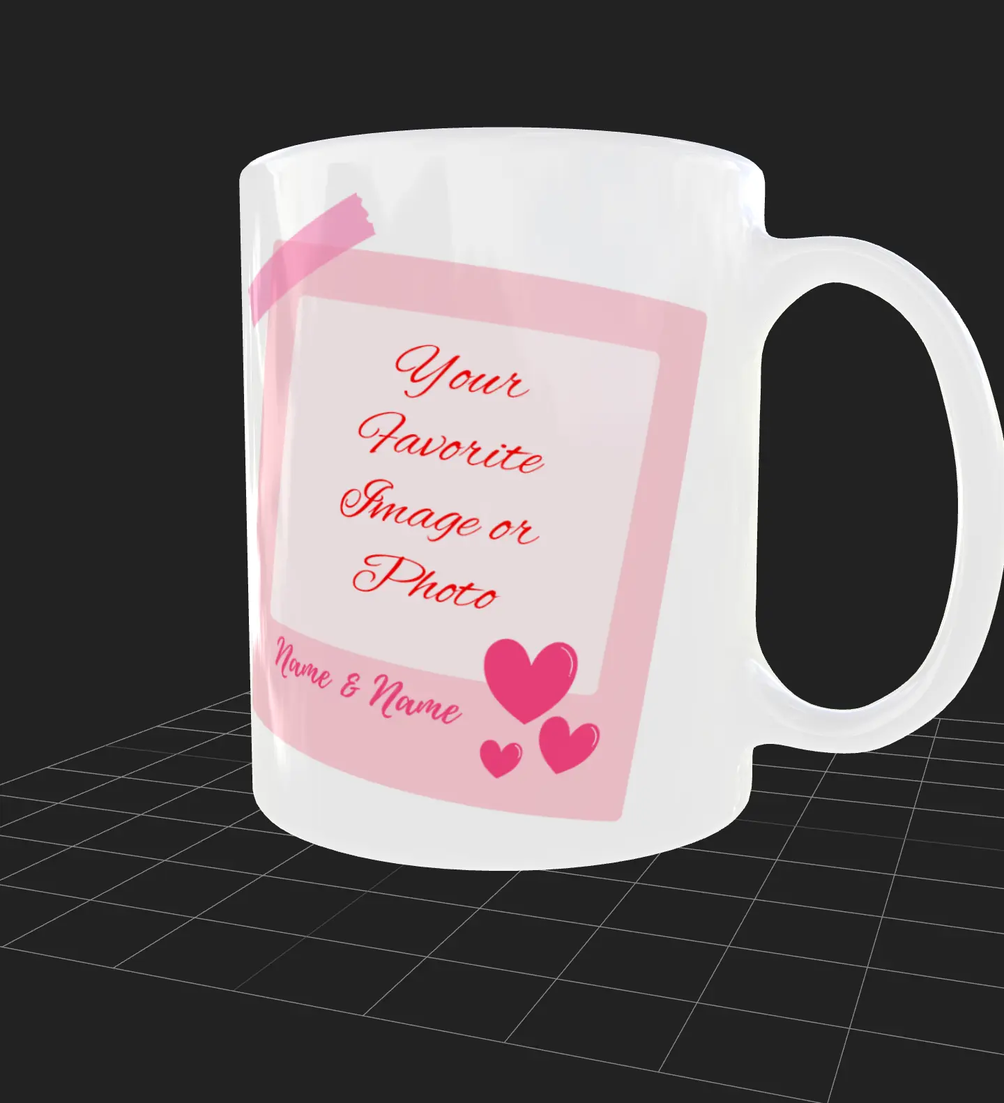 11 oz Personalized Ceramic Coffee Cup - Valentine's Day Printed Drinkware, Sublimation Print, Custom Names & Picture for Loved Ones, Washable Kitchenware