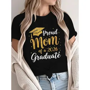 2026 Graduation Mom Shirt, Glitter "Proud Mom" Design, Graduation Family Gift Tee