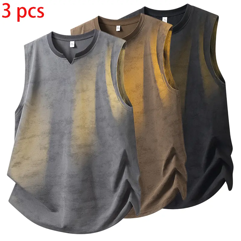 Men's Tie-Dye Gradient Ice Silk Loose-Fit V-Neck Breathable Sleeveless Vest - Abstract Statement Top for Summer Sports, Casual Wear, Size M
