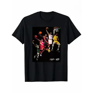 LeBron James Vintage Graphic T-Shirt | 100% Cotton Crew Neck Basketball Jersey Tee for Men | Streetwear Hip Hop Print | All Time Dunk Design