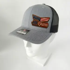 JB Hunt American Heritage Leather Patch Trucker Hat for Men Women Vintage USA Flag Snapback Mesh Baseball Cap Patriotic Independence Day July 4th Outdoor Casual Summer Hat for Fireworks BBQ Parade