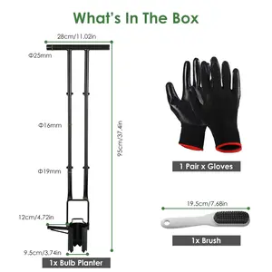 5-in-1 Stainless Steel Bulb Planter Tool with Long Handle, Serrated Base, ft Pedal and Gloves - Sod Plugger for Planting Bulbs, Transplanting, Soil Sampling, Foot Pedal