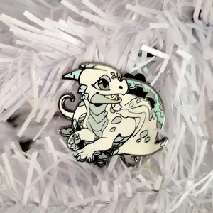 Sasi #860 | Fursona Pins Eggy (Freedom)/ Mythical White Blue / Baby Dragon Hatchling / Furry Enamel Pin