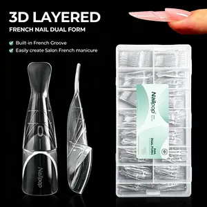 Groove Space French Nail Dual Forms- 3 Layer Design, 3D Nail Art, 15 Sizes, 150pcs