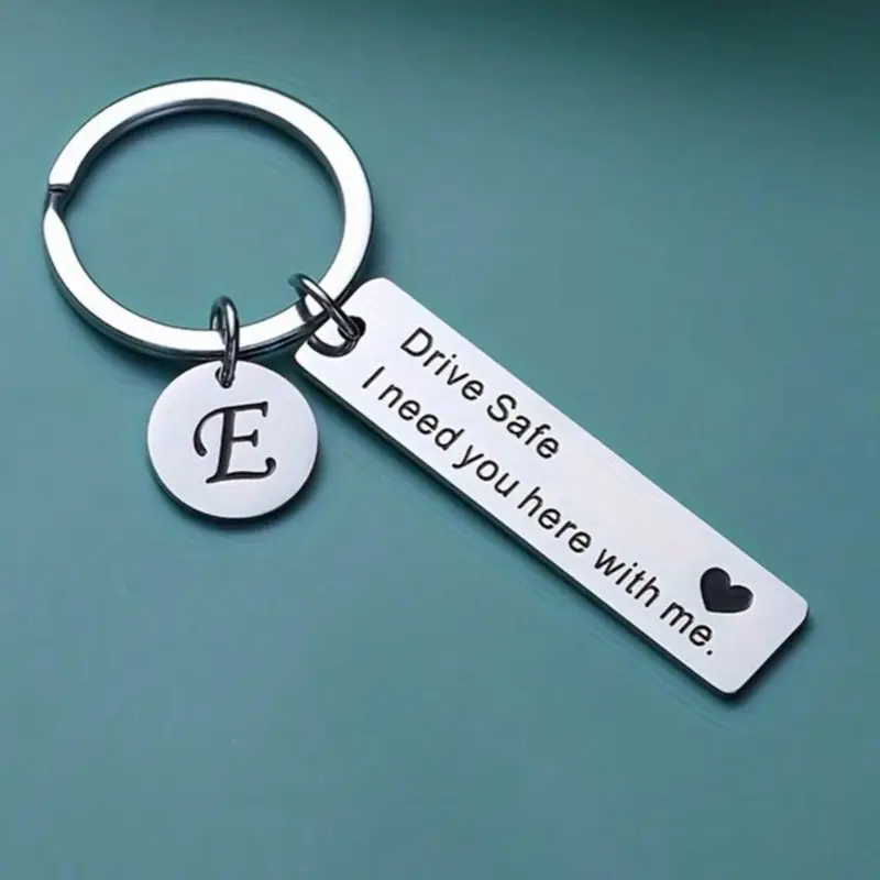 Drive Safe Keychain with Personalized Message and Heart Design woman fashionable