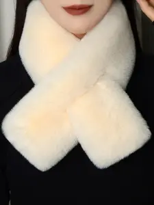 Women's Fashion New Scarf, Winter Imitation Rabbit Fur Scarf, Thick Plush Warm Scarf, Fluffy Soft Scarf, Outdoor Windproof Neck Warmer Winter Scarf