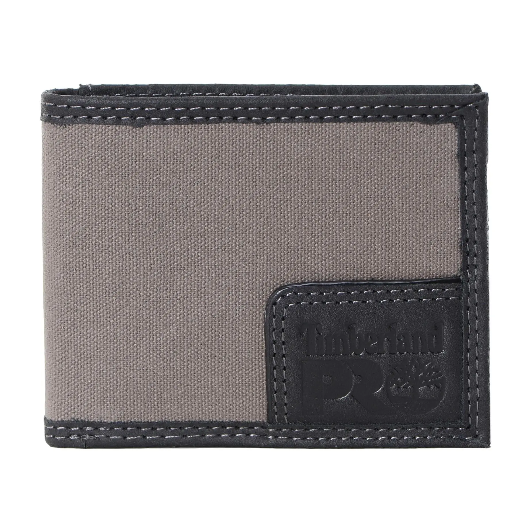 Timberland PRO Men's Canvas Leather RFID Bifold Wallet with Back ID Window - 6 Card Slots, 2 Slip Pockets, Full-Length Bill Compartment