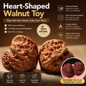 Traditional Glossy Color-Changing Palm Hand Toy Walnut Heart-Shaped Kit, Gift Box Set for Close Loved Ones