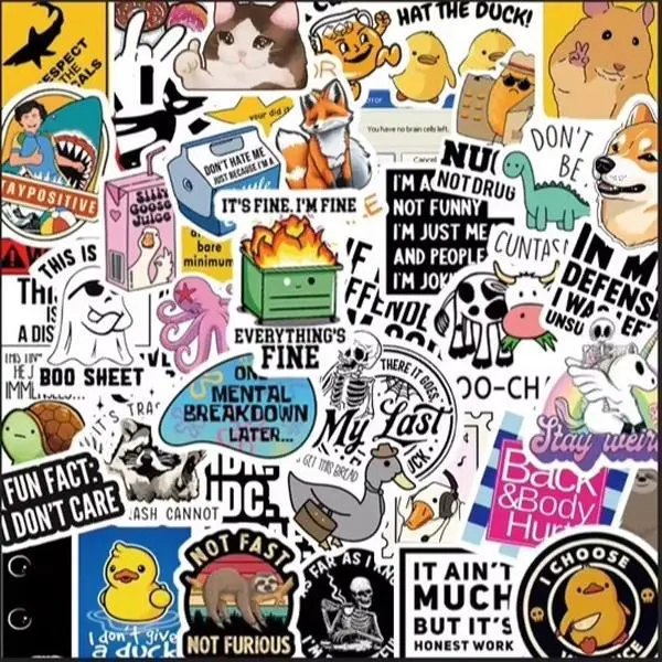 130pc Funny Vinyl Sticker Pack - Meme, Humor, and Relatable. Perfect for Laptops, Water Bottles, And Phones. vinyl sticker bottle Smartphone Cellphone Screen Protector Casing Cases Cover