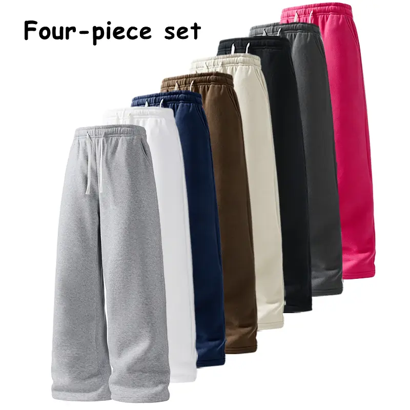 Men’s Streetwear Summer Loose Solid Color Casual Straight-Leg Minimalist Two-Piece Sports Pants