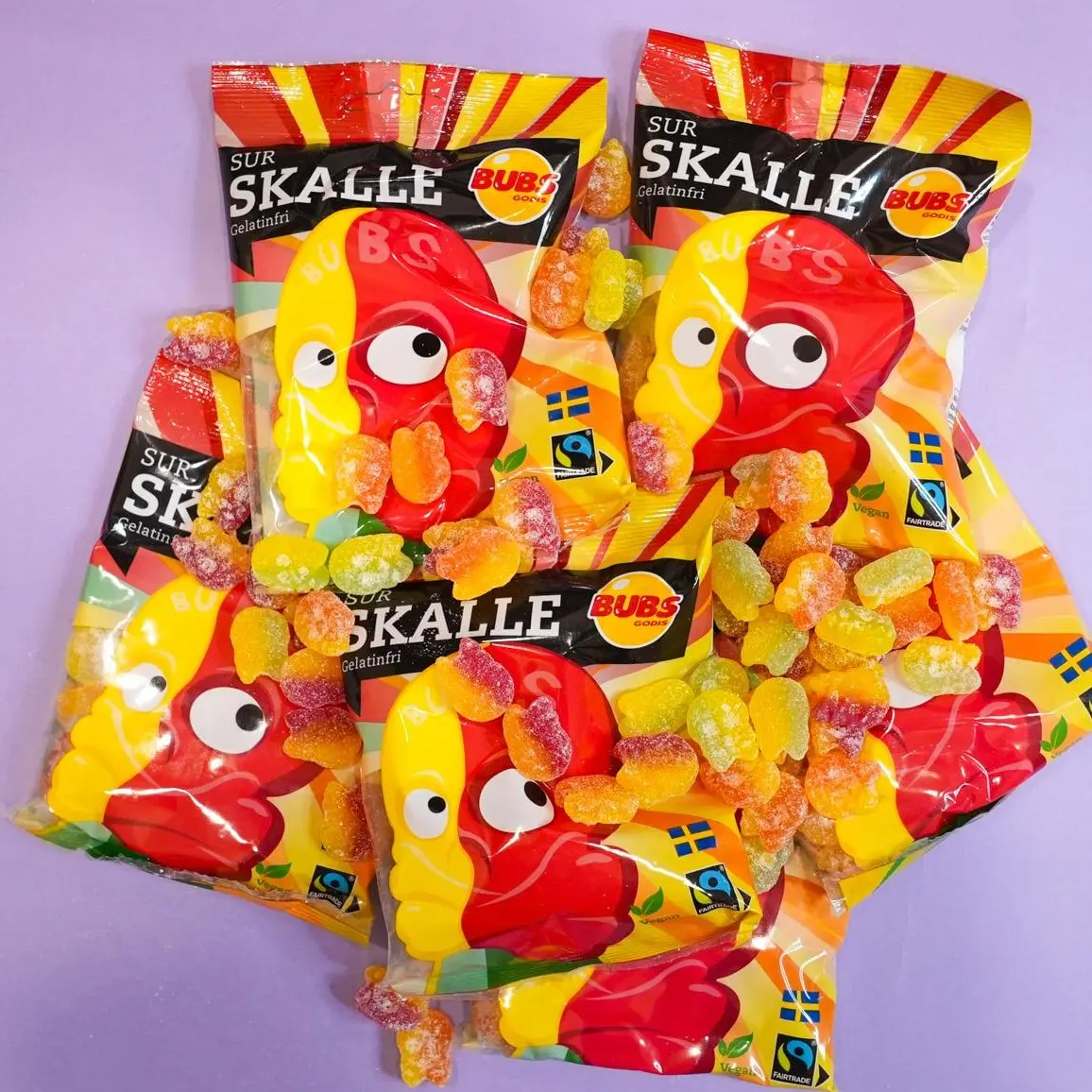 Sukar Mini Sour Skulls Swedish Sour Candy Fruit Gummies Sweet Tangy Pack of 1 & 3 Soft Chewy Dye-Free Gummies