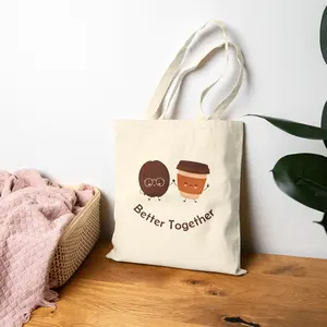 Cute Kawaii Coffee Bean & Cup Cotton Canvas Tote Bag