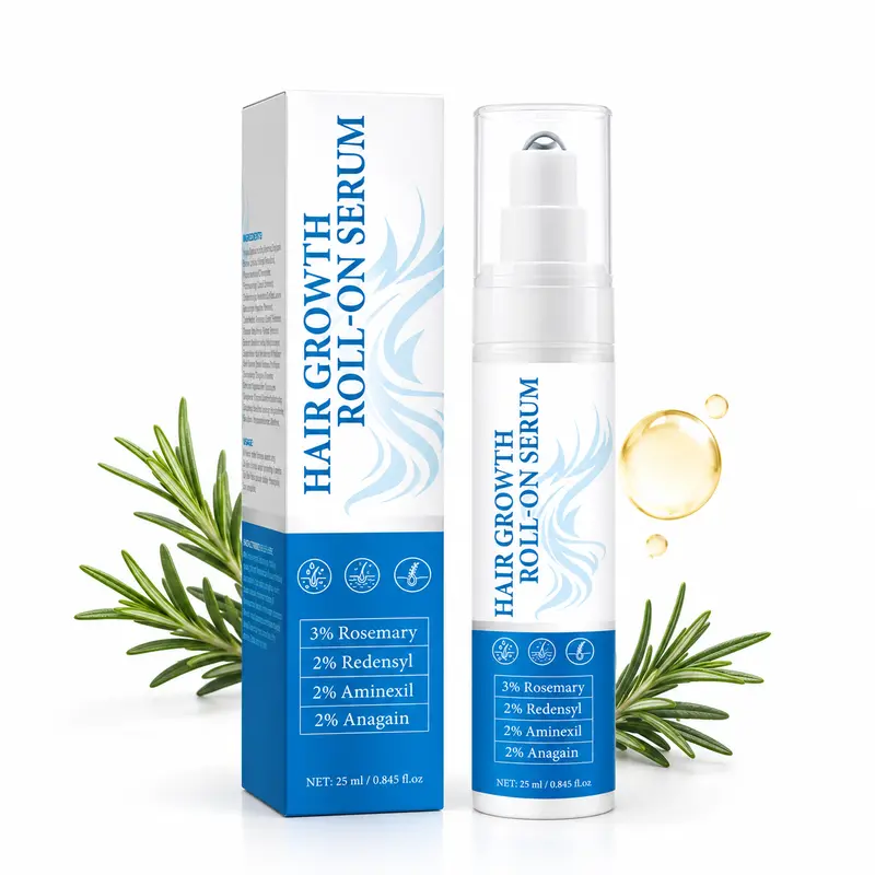 Daily Hair Growth Roll-On Serum, Gentle Scalp Care Treatment with 3% Rosemary, 2% Redensyl, Aminexil & Anagain for Thinning Hair, Easy Application