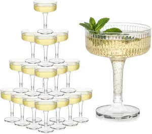 20 Pcs 7oz Plastic Wine Glasses Unbreakable Wedding Plastic Champagne Flutes Goblet Glasses Reusable Clear Acrylic Martini Drinkware For Birthday Party(20)