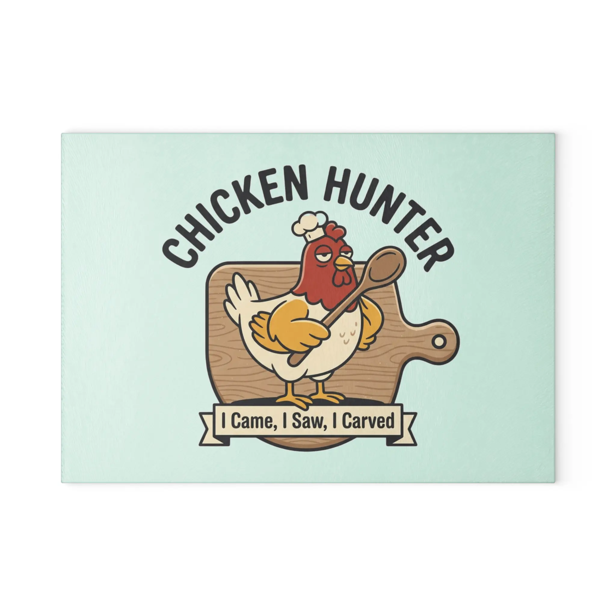Funny Chicken Hunter Glass Cutting Board | Chicken Lover Kitchen Gift | Farmhouse Decor