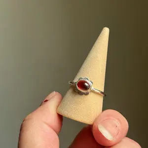 Flower Garnet Ring - Sterling Silver with Garnet Center, Made to Order, Please Provide Your Ring Size, Handmade