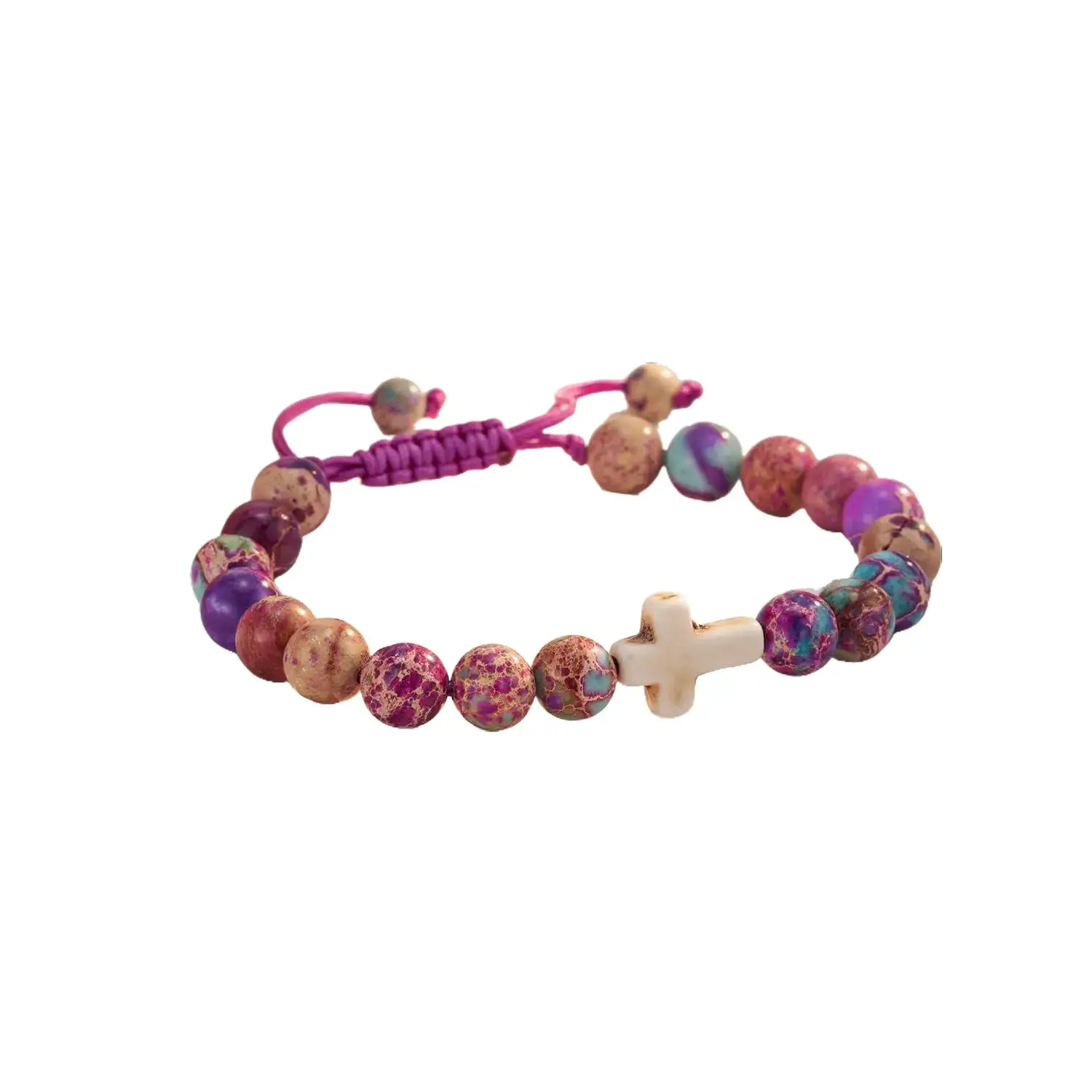 Christian Style Unisex Beads Cross Bracelet, Casual Daily Religious Costume Jewelry - Christian Baptism, Communion Gift, Crucifix Bracelets & Bangles, Bangle, Glass Bead, Easter