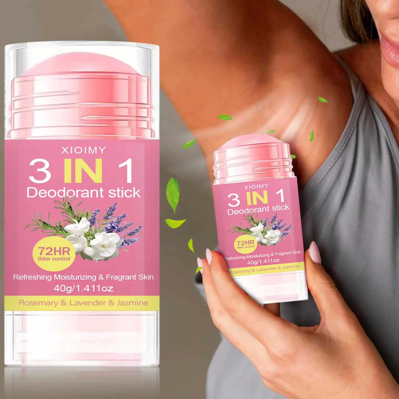 40g 3-In-1 Deodorant Stick, Moisturizing Deodorant, Long Lasting Deodorants, 72-Hour Long-Lasting Scent Odor Control, Moisturizes Skin While Keeping Dry, Suitable for Armpits, Hands, Feet, Body, Travel Essential, Body Care