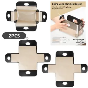 2 upgraded silicone bread baking trays with 4 handles - perfect for 9x5-inch or 1.5-pound bread baking trays. Food-grade silicone bread rack, bread baking tray lifter - non-sticky and easy to clean, reusable