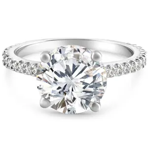 Certified 4 1/4Ct Diamond Engagement Ring 14k Gold Lab Grown With Sidestones