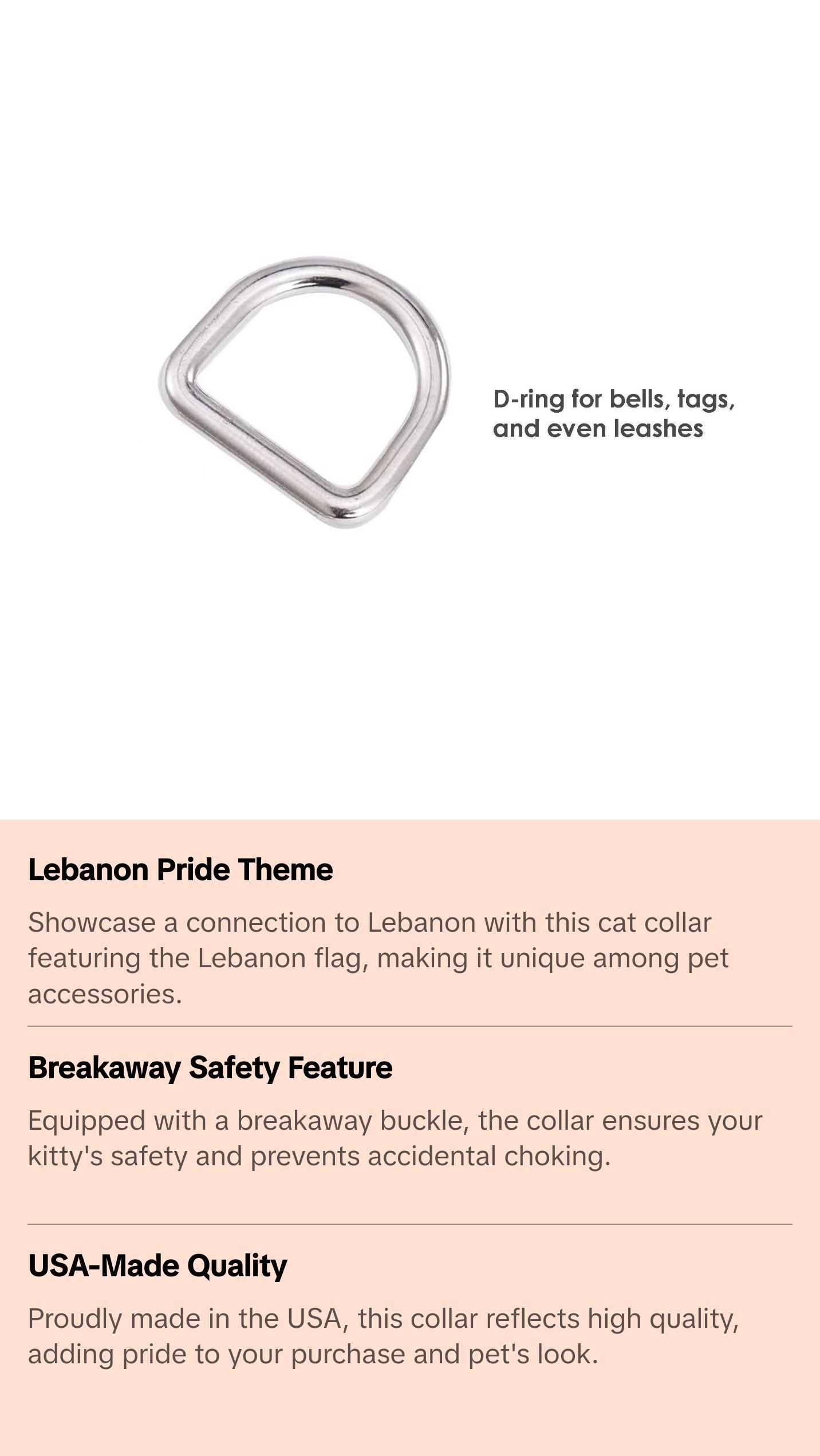 Cat Collar with Lebanon Flag | Great For National Holidays, Festivals, Parades, Sporting Events, Pride Events