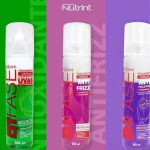 Nutrint Bifase Nutrient Haircare Treatment Variety with Grape Extract Hyaluronic Acid & Keratin Revitalizing Anti Frizz & Anti Pollution 250ml Each