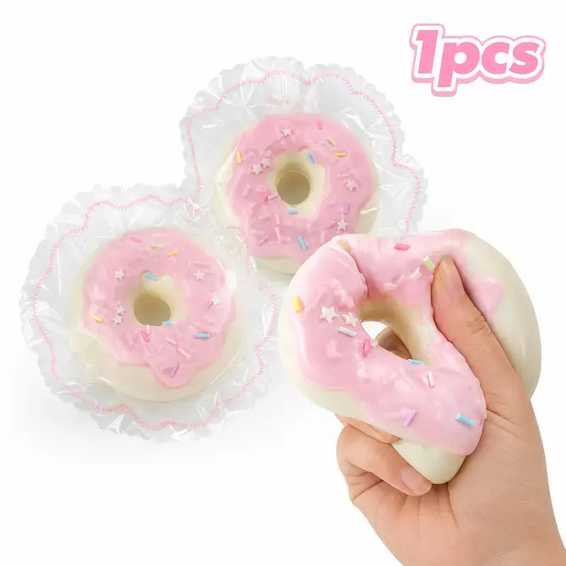 100% Food-Grade Silicone Donut Squishy Stress Ball - Non-Toxic Soft Slow Rising Sensory Fidget Toy, Safe Silicone Squeeze Toy for Adult Stress Relief & Relaxation