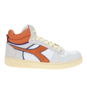 diadora Mens Magic Basket Demi Cut Suede Leather Lace Up Sneakers Shoes Casual - Orange, White