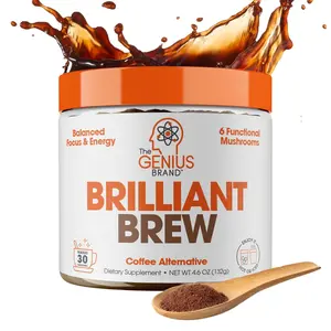 Genius Brilliant Brew – Coffee Alternative, 30 Servings | Focus, Energy & Brain Boosting Nootropic Coffee Alternative | Lion’s Mane + Adaptogens