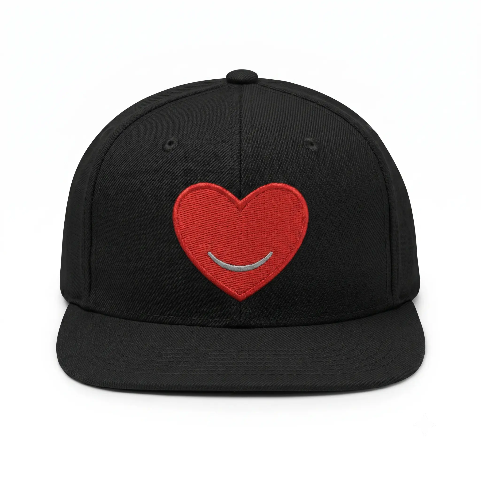 Sabi Goods Red Heart Embroidered Snapback - Black