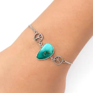 Tree Of Life - Natural Rare Turquoise Nevada Aztec Mt Bracelet B-1005 SDB1951