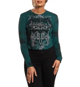 Affliction Women's Thermal Long Sleeve Shirt Daredevil