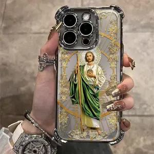 St. Judah Pattern Anti-Fall Mobile Phone Case for iPhone 17/16/15/14/13/12/11 X Xs Pro Max Shockproof Transparent Protective Cover Strong Accessories