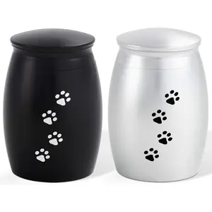 2.67 Inches Small Urns Set of 2 for Dog or Cat Ashes, Mini Memorial Cremation Keepsake Urns for Pets Ashes with Paw Print
